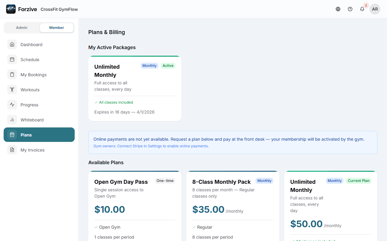 Membership plans and pricing configuration